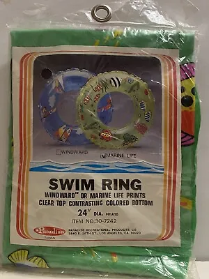 Vtg Swim Water Float Inflatable Ring 24” W/ Marine Life Print • $9.99