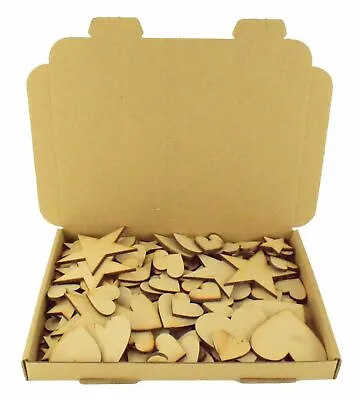 £5.99 • Buy Clearance Wholesale Joblot Wooden MDF Love Heart & Stars Craft Shapes Wooden