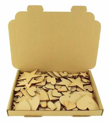 £5.99 • Buy Clearance Wholesale Joblot Wooden MDF Love Heart & Stars Craft Shapes Wooden