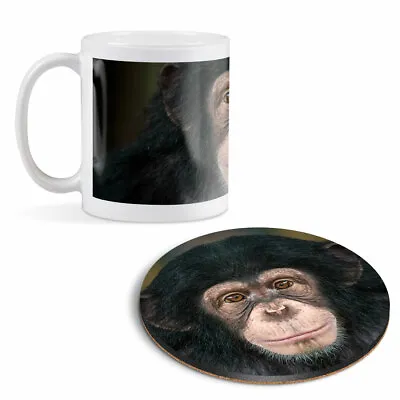 Mug & Round Coaster Set - Cheeky Chimpanzee Monkey #14240 • £9.99