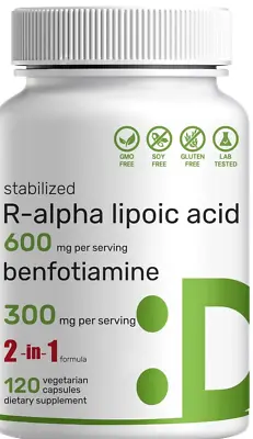 R-Alpha Lipoic Acid 600mg (R-ALA) With Benfotiamine 300mg • $41.95
