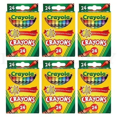 Crayola 24 Count Assorted Color Crayons Lot Of 6 Packs NEW • $11.04