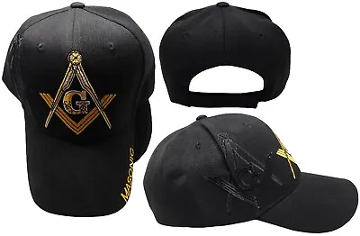 Mason Masonic Freemason Black & Gold With Black Shadow Embroidered Cap Hat • $9.88