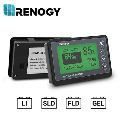 Renogy 500A Battery Monitor Caravan RV LCD Alarm Tester Capacity Display Lithium • $99.99