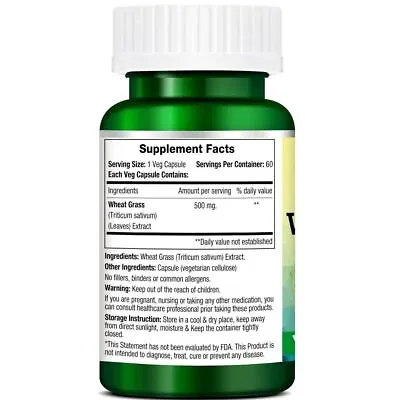 $15.29 • Buy Morpheme Remedies WHEATGRASS EXTRACT – 60 VEG CAPSULES