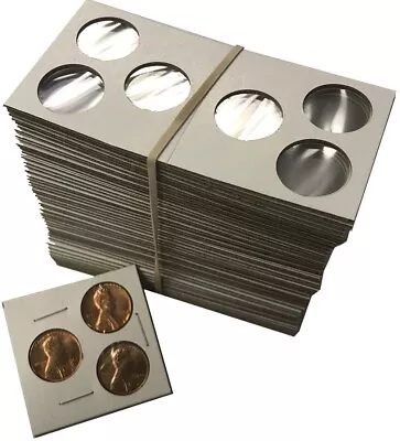 3 Hole 2x2 Coin Mylar Cardboard Flips For Penny Cents / PDS Set Cowen's US • $12.90