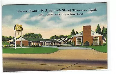 Larry's Motel Vancouver WA Vintage Linen Postcard #314 • $3
