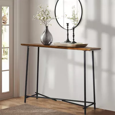 Classic Console Table Narrow Long Sofa Table Cross Line Metal Legs Workstation • £29.97