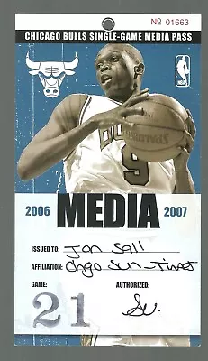 1/13/07  Bulls-grizzlies  Media Pass  Nm  Jon Sall Find  Pau Gasol  Hof  16 Pts • $12.99