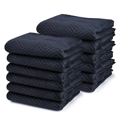 12 Moving Blankets Furniture Pads - Pro Economy - Navy Blue And Black 80  X 72  • $45.95