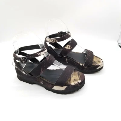$18.39 • Buy Zara Womens Brown Ivory Open Toe Adjustable Strappy Sandals Size US 5.5 EU 36