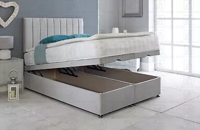 Ottoman Bed Divan Storage Plush Velvet + Portland Bed Head - Foot Lift Gas Lift • £499.99