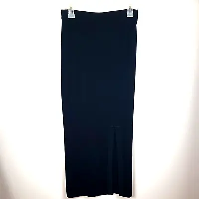 Exclusively Misook Black Stretch Pull On Long Black Skirt XS  16  Slit • $29