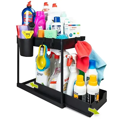 Under Sink Organizer 2 Tier Kitchen Rack Storage Shelf W/ Sliding Cabinet Drawer • $8.29