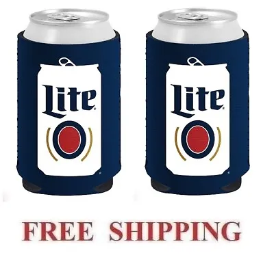 MILLER LITE 2  16oz BEER CAN COOLERS KOOZIE COOLIE PINT HUGGIE POUNDER NEW 2020 • $13.97