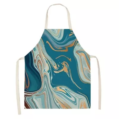 Turquoise Marble Kitchen Apron Waterproof Oil Proof BBQ Apron Women Men • $14.95