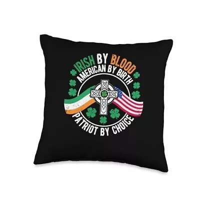 Irish American Flag Celtic Cross Funny St Patrick's Day Throw Pillow 16x16 • £38.74