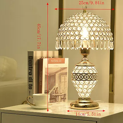 Deluxe Room Bedside Lighting Crystal Table Lamp Desk Bedroom Living Nightstand • $76