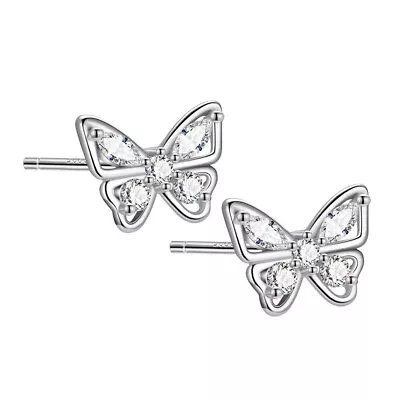 New 925 Silver Butterfly Stud Zircon Earrings Fashion Jewelry Gift For Women • $5.58