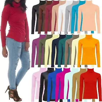 £6.99 • Buy Ladies Womens POLO Neck Roll Neck Turtle Neck Plain Jumper Top Long Sleeve 8-26