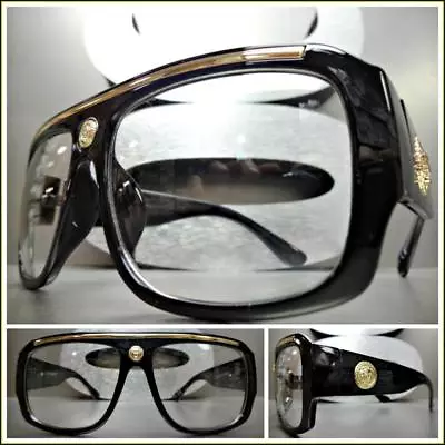 Mens CLASSIC RETRO HIP HOP RAPPER Clear Lens EYE GLASSES Large Thick Black Frame • $13.99