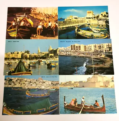 Lot Of 6 Vintage Original Postcards - Various Themes - Malta • £4.99