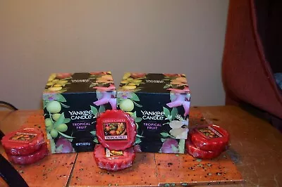 SALE Yankee Candle 2-7.5oz BLACK JARS/RED WAX TROPICAL FRUIT + 6 ORIGINAL TARTS • $28