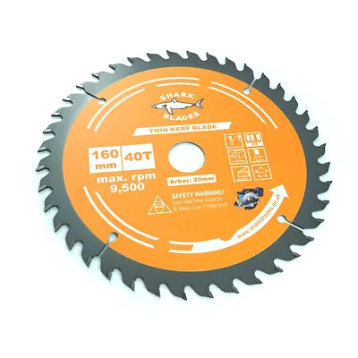 Circular Saw Blade 160mm X 40T Thin Kerf Ideal For Cordless Saw By Shark Blades • £8.75