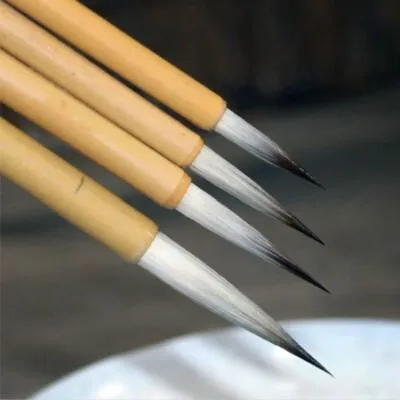 £30.94 • Buy 4 Pcs Painting Brush Pin Wood Shaft Hair Writing Calligraphy Chinese Japanese