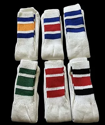 NEW Mens Vintage Stripe Tube Socks 18” Crew Length 6 Pairs NOS • $59.99