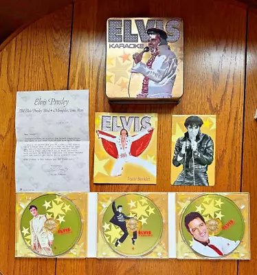 Elvis Karaoke Set Of 3 CDs In Tin Case With Lyric Book Door Hanger Letter • $4.99