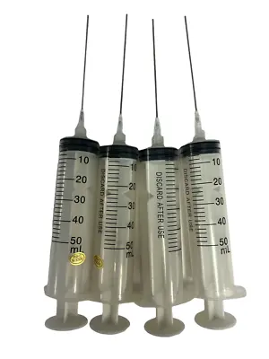 4 Large Syringes + Needles 50ml  Blunt Tips Caps Dispense Liquid Gel Glue Crafts • $13.98