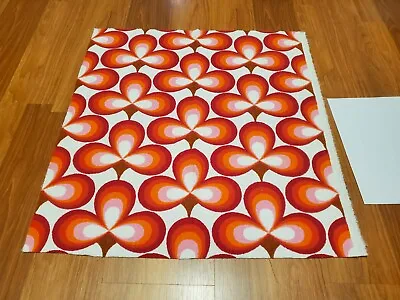 Awesome RARE Vintage Mid Century Retro 70s 60s Org Red Pnk Clover Terry Fabric! • $26