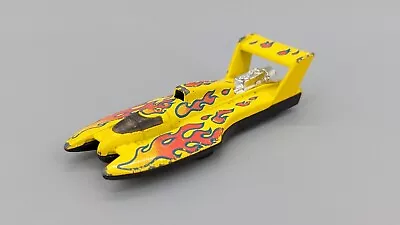 Hot Wheels Mattel 1996 Yellow Flamethrower 2/4 Series #385 Hydroplane 1/64 • $8