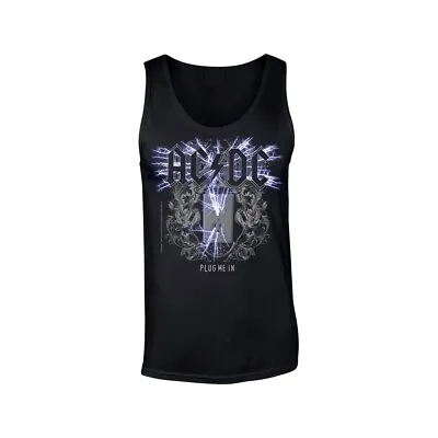 AC/DC - PLUG ME IN BLACK Tank Vest Mens X-Large • £18.11