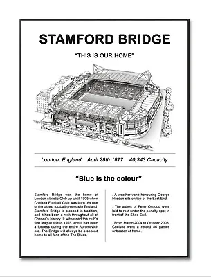 Chelsea Football Poster  Chelsea FC Stamford Bridge Stadium A4 Print Gift • £5.99