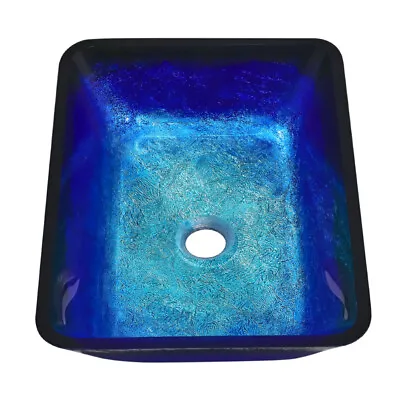 £95.95 • Buy Tempered Glass Countertop Sink Basin Bathroom Cloakroom Wash Bowl W/Waste Drain 
