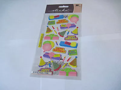 Scrapbooking Stickers Sticko Happy Birthday Bash Presents Mylar Balloons Candles • $2.99