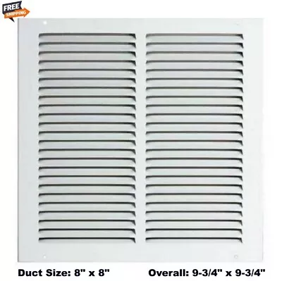 Air Return Grill Cover 8  X 8  Duct Size Vent White Steel Sidewall Ceiling Wall • $15.98