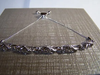 New Zale's Jewelers Diamond Accent Double Infinity Sterling Silver Bolo Bracelet • $74.99