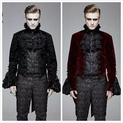 Devil Fashion Men's Black Vintage Gothic Victorian Tuxedo Party Jacquard Jacket • $127.66