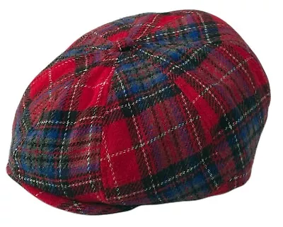 Classic Tartan Red Check - Flat Cap - 6 - 8 Panel Cabbie News Boy Gatsby Ivy Hat • £18.99