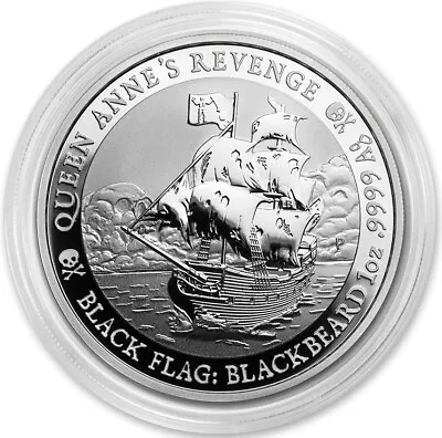 QUEEN ANNE'S REVENGE - BLACK FLAG Blackbeard - 2019 Tuvalu - 1oz Silver Silver • £112.28