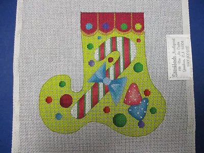 Melissa Shirley Handpainted Needlepoint Canvas Crazy Sock Candy Cane Candy • $42