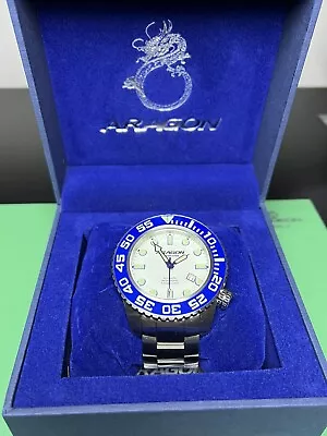 ARAGON DM 4 EVO 48mm Blue And White Dive Watch Display Caseback Pre-owned • $80