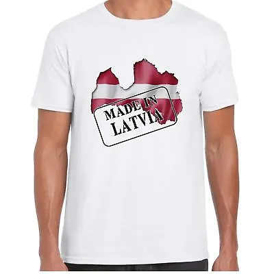Made In Latvia - Flag And Map - Mens T Shirt - Country Gift Tee • £10.99