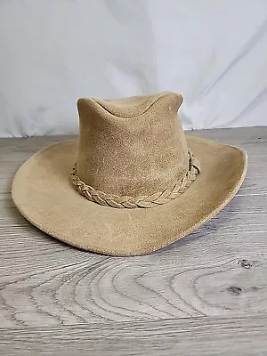 Minnetonka The Aussie Hat - Genuine Tan Ruff Leather - Size LG • $35.50