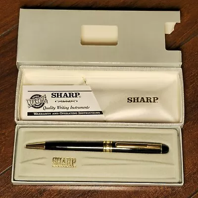 Vintage Sharp International Ballpoint Pen Black Gold Accent Original Box • $12.50