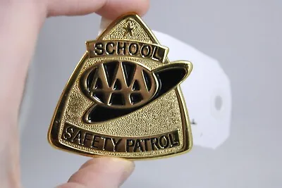 AAA School Safety Patrol Badge Black Enamel Patrolman Pinback Pin Automobilia • $17.95