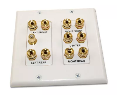 Wall Plate: 5 Speaker Channel Plus 1 RCA SubWoof (RCA/Coax)  White • $42.45